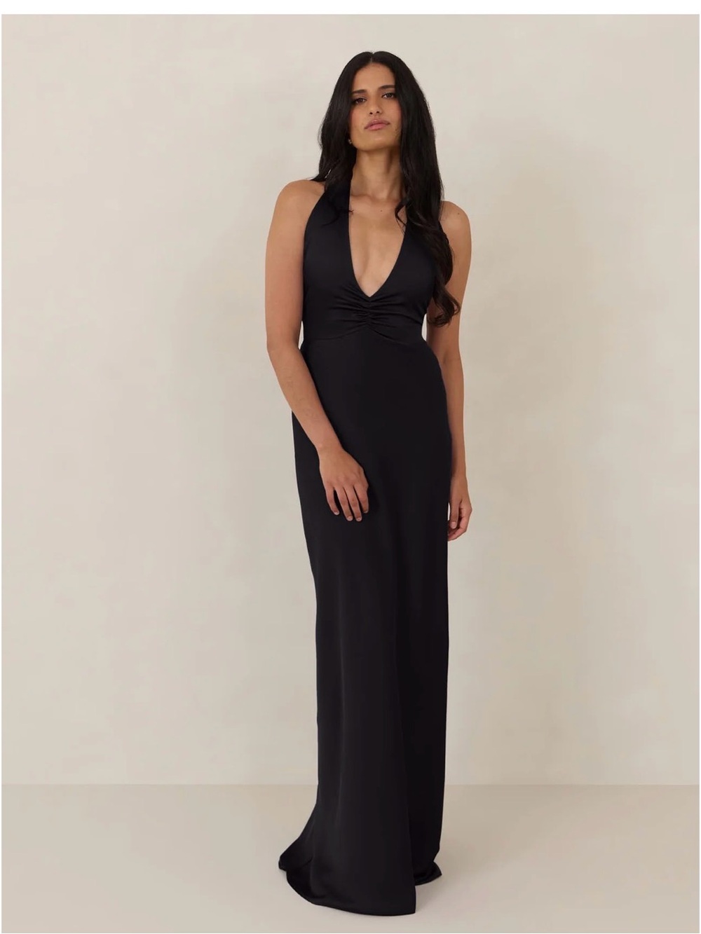 Park & Fifth Black Halter Maxi Dress with Deep V